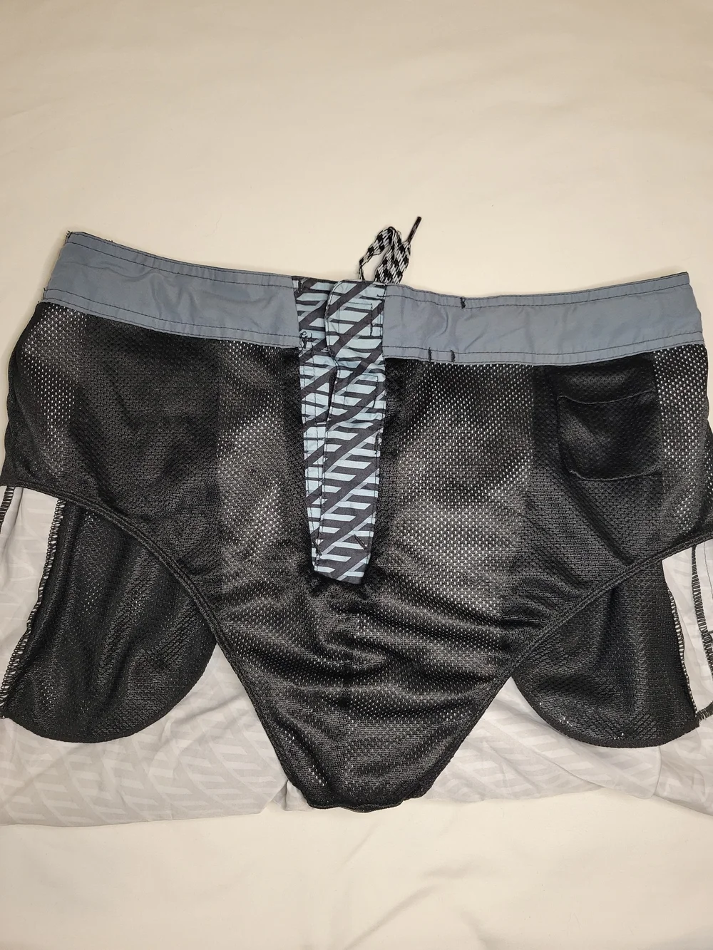 Nike Men's Blue and Black Diagonal Stripe Swim Trunks